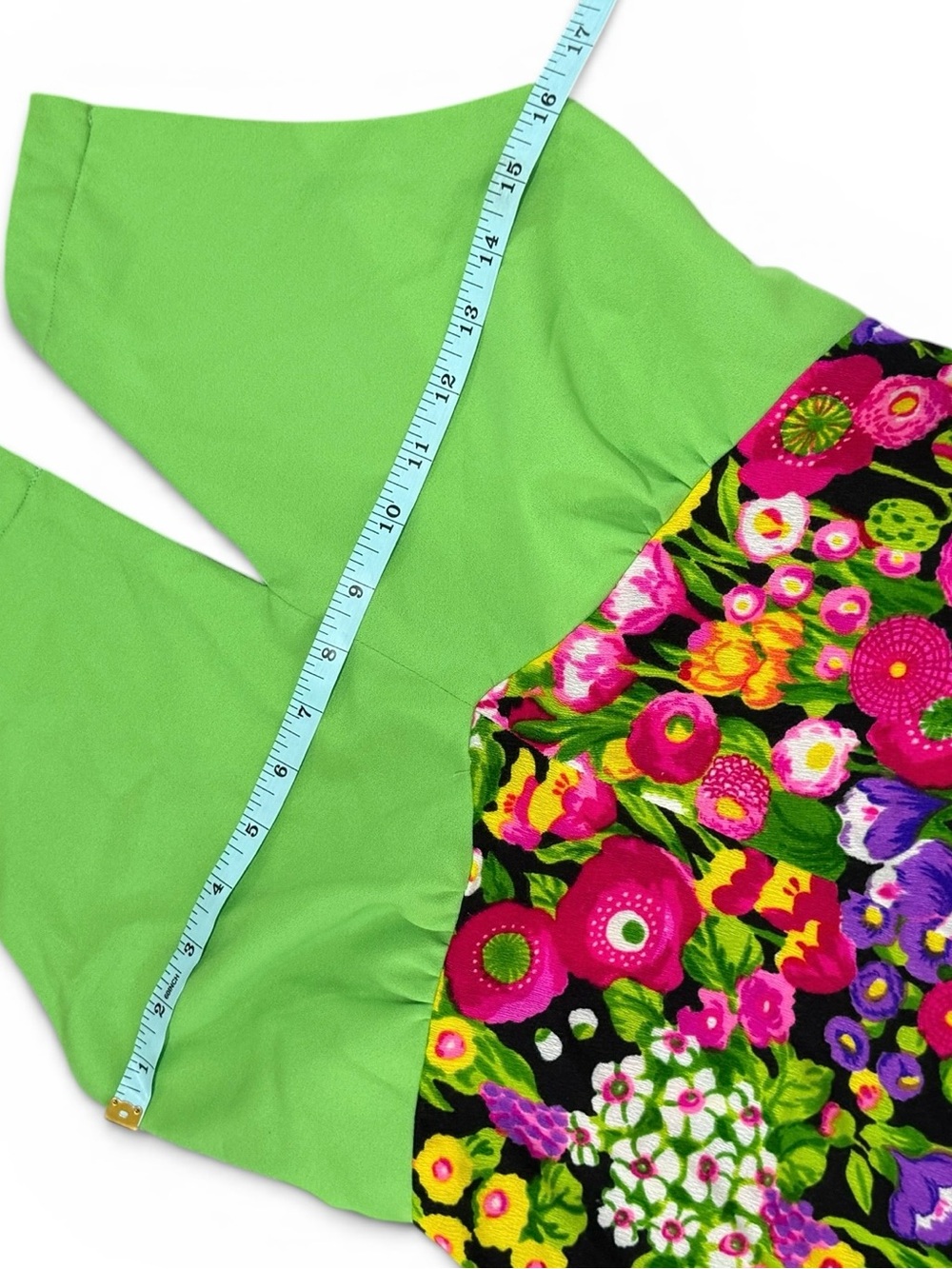 Vintage 60s 70s Neon Floral Garden Halter Maxi Dress Sz M Handmade? Retro Hippie - Picture 3 of 6